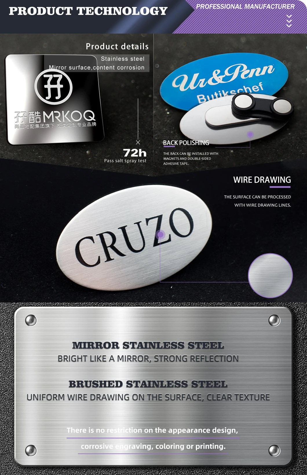 Custom Stainless Steel Plate Engraved Metal Business Card